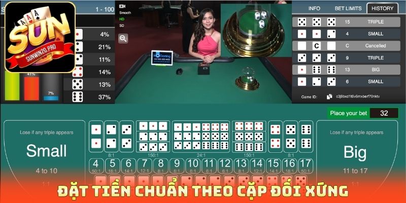 Tài Xỉu Sicbo Online - Lắc Xí Ngầu Hốt Bạc Triệu Mỗi Ngày 4 Đặt tiền chuẩn theo cặp đối xứng