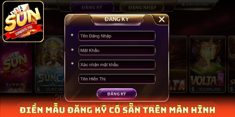 Điền mẫu đăng ký có sẵn trên màn hình